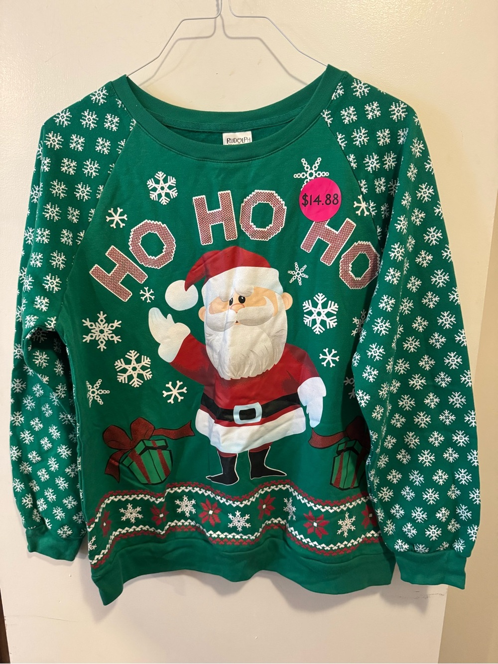 NWT Rudolph Christmas Santa Crewneck Sweater Sweatshirt Size XL 15/17